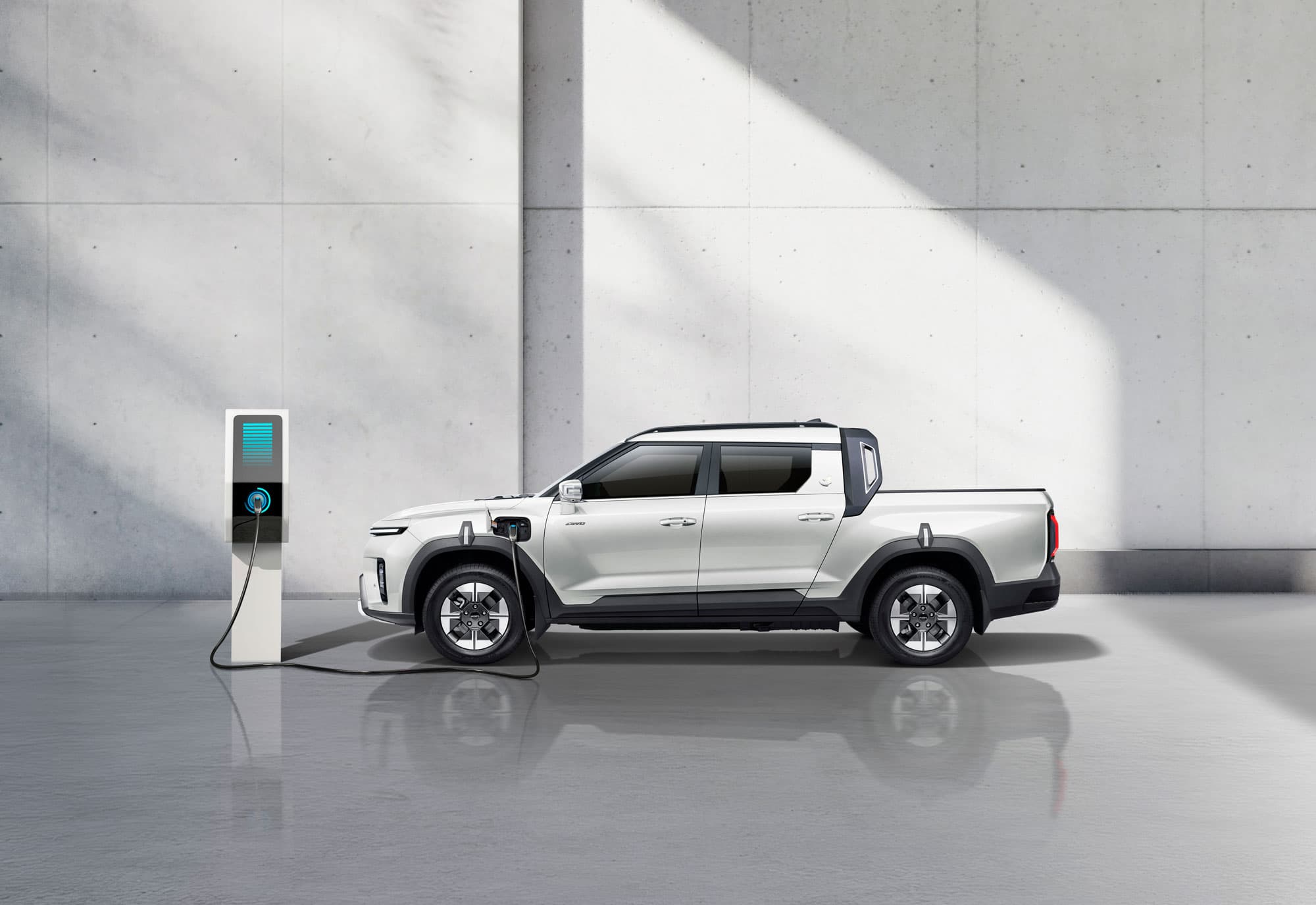 KGM Musso EV grey charging