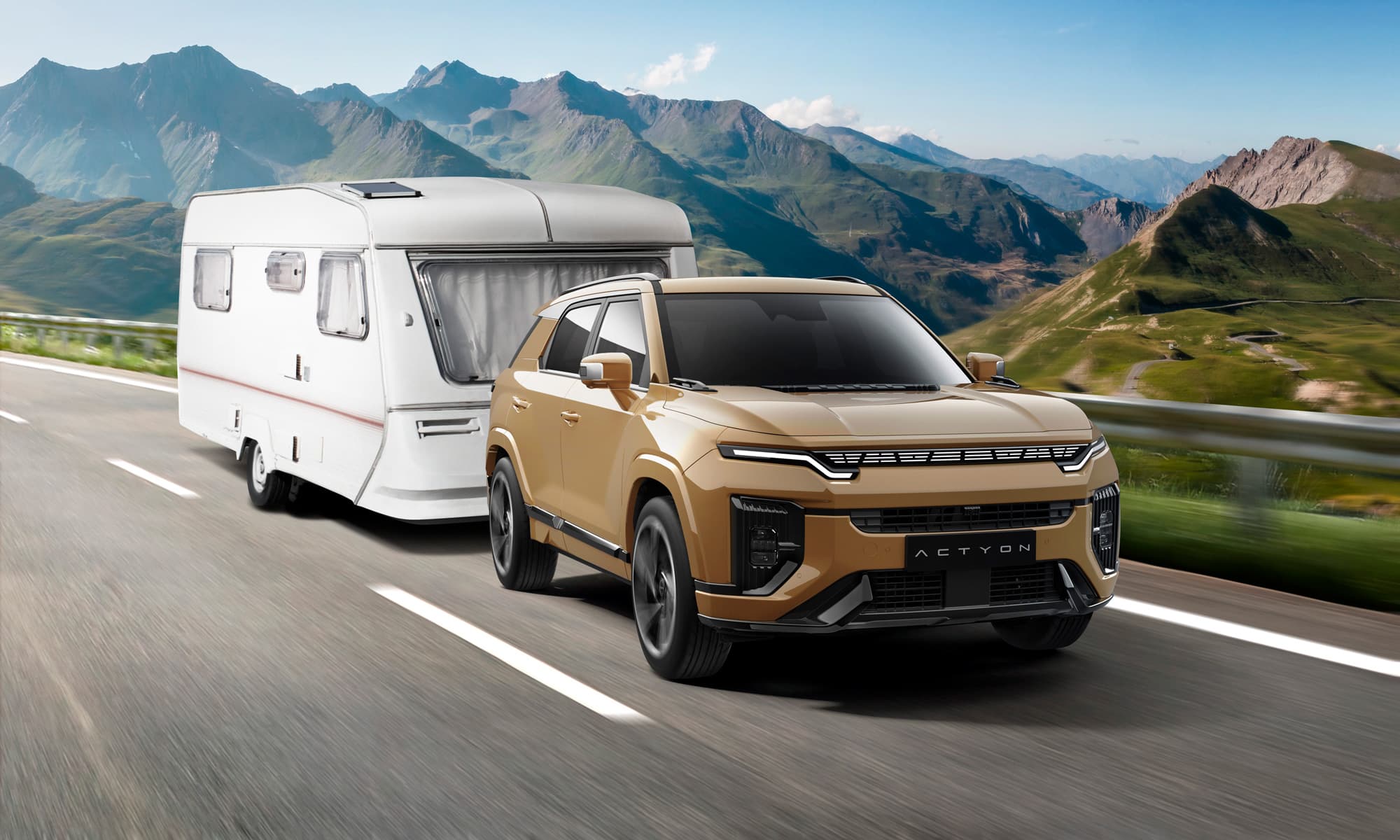 KGM Actyon with caravan